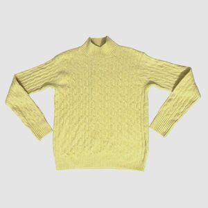 J. CREW Cable Knit Mockneck Sweater S Extra Soft Yarn Spring Pastel Easter Mock